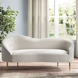 CRAFTCITY Double Seater Curved Shape Sofa for Living Room and Office - Perfect for Guests (Beige, 2 Seater)-image-34