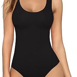 Women's Scoop Neck Sleeveless T Shirt Tank Tops Bodysuit Jumpsuits (A02 U-shape Back (Black), Medium)-image-36