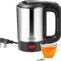 MILTON Stainless Steel Euroline Electric Travel Kettle With Handle, 1000 Watt, 500 Ml | 2 Utility Cups | Auto Shut-Off | Concealed Heating Element | Power Indicator |1Year Warranty, Silver-12