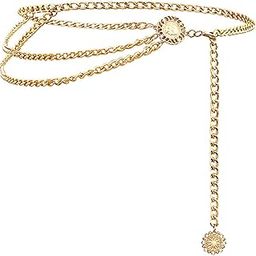 Multilayer Metal Waist Chain Dress Belts Metal Belt for Women-image-10