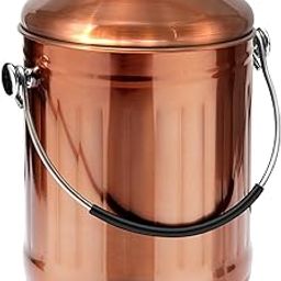 ENLOY Compost Bin for Kitchen Countertop, 1.3 Gallon Matte Copper Stainless Steel Compost Bucket with Lid, Odorless Food Waste Bucket with 2 Charcoal Filters, Indoor Compost Pail with SOFT-GRIP Handle-73