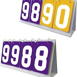 CALANDIS™ Sports Scoreboard 4 Digit Table Score Flipper for Baseball Soccer Team Games Purple Yellow | Other Sporting Goods-image-45