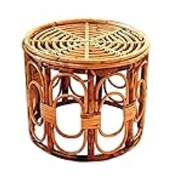 bareilly Cane Enterprises Bamboo Cane Stool for Living Room Mora Chair Round Sitting Stool Balcony Stool for Home Handmade Natural Cane Stool Mudah Chair for Garden - 10 Cm, Brown-image-57