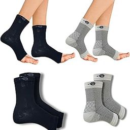 Open Toe Bamboo Cotton Compression Socks - Moisture-Wicking, Breathable, Soft & Durable, Anti-Bacterial, Eco-Friendly, for Foot Swelling & Blood Circulation, Pack of 2 (Black & Grey)-image-46