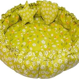 Toddylon Baby Gift Pack Set – New Born Cotton Nest for 0–6 Months | Floral Print | Combo for Newborns | Portable Lounger for Boys & Girls (Green)-image-23