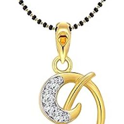 Initial Letter "D" Gold and Rhodium Plated Mangalsutra Brass Chain Pendant for Women-9