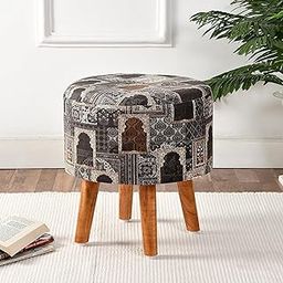 SR CREATIONS Printed Pouffes for Sitting Stool for Living Room Décor Pouffe Puffy Footrest Poufs Foam Stool Footstool for Office Home Decor. 16x16x17 Inches, Black-image-40