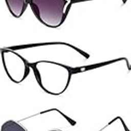 Unisex combo offer pack of 5 shades Unisex Fashion Sunglasses Set, 5 Pairs, Metal Frame, Black and Silver - Combo5-4915-image-67