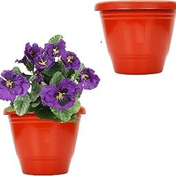Leafy Tales Plastic Pots, Terracotta Color 10 inch Pot Size, 2 Pieces, Big (10" Terracotta Pot - 2)-image-80