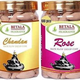 Betala Fragrance 2 in 1 Backflow Dhoop Cones, Chandan & Rose Flavour Backflow Incense Cones, 2 Packs of 100 Pcs Back Flow Cones (Sandal & Gulab)-17