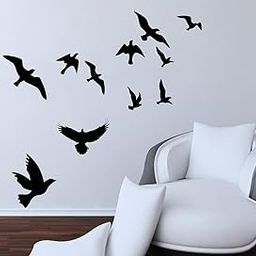 Tuffuk Black Birds Black Large Wallsticker for Home Decorations (100 cm x 100 cm)-image-83