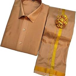 Men's Fashion Art Silk Shirt And Dhotis Combo (Short Sleeve)-image-4