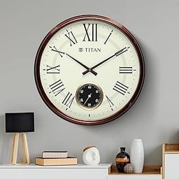 Titan Classic Sub-Second Analog Wall Clock - Wood Finish(35Cm X 35 Cm)-image-22
