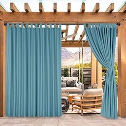 BONZER Waterproof Outdoor Curtains for Patio Porch Pergola Cabana, Weatherproof Wide Tab Top Outdoor Curtains for Gazebo, Deck, 1 Panel, 100x84 Inch, Teal-image-58