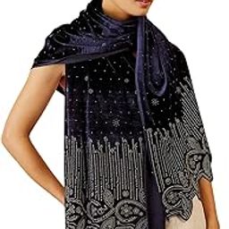 Women Gulrukh Velvet Swarovski Crystal Work Stole, Shawl, & Wrap, Bridal Wedding Wrap for Men and Women(Size: 71X203 CM)-44