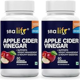 Sea Life Apple Cider Vinegar 500mg Capsules for Weight Loss Management (60 Veg Capsules Each),Boost Energy | Supports managing blood sugar levels | Improves Cholesterol Levels.Pack of-2-76