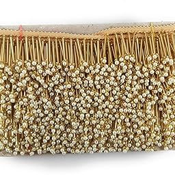 UCC Products Finetage Pipe Latkan Border Lace for Dresses, Sarees, Lehenga, Suits, Blouses, Dupatta, Chunri and Craft (9 m , Gold, Small Moti)-image-29