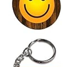 Set of 2 | Circle & Square Shape Printed Wooden Keychains cute single Smily | Circle & Square Shape keyrings | Circle & Square Shape Keychains| Printed keyrings-91