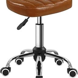BFTOU Minimalist Square Swivel Stool with Wheel Perfect for Work SPA Shop Massage Height-Adjustable and Cost-Effective Rolling Stool Chair (Brown)-image-24