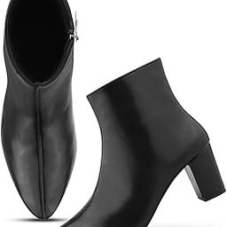 Women Fashion Black Leather Ankle Boots for Women | Pointed Toe| Block Heel-picture-44