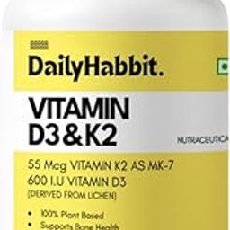 DailyHabbit Vitamin D3 K2 Supplement for Bone Health | Premium Vitamin D3 supplement with K2 as MK7 for Wellness -60 Vegetarian Tablets-image-28