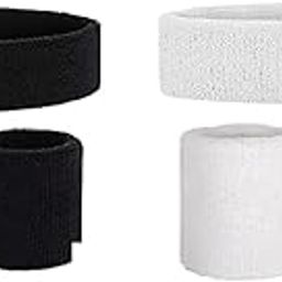 Care N Touch Men,Women Cotton Sports wear Wrist Band & Head Band Color BLACK + WHITE (SET of 6)-image-99