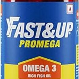 Fast&Up Promega with Double Strength 1250 mg Omega-3 Rich Fish Oil (60 Capsules) | High 375 mg EPA & 250 mg DHA ratio (3:2) For Heart, Eyes, Joints & Brain Health | No Fishy Aftertaste, Smell or Burps-20