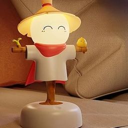 FLYNGO Cute Scarecrow Night Light with Touch Control, Table Night Lamp for Kids Bedroom with Adjustable Brightness, LED Sleeping Lamp for Children, USB Rechargeable - Gift Night Light (Scarecrow)-21