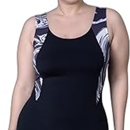 Black Colour Blocked Splice Legsuit with Full Coverage for Women & Girls |Swimming Suit for Women-image-4