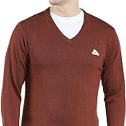 Men's Wool Full Sleeves Sweater | V-Neck | Regular Fit| Solid Pattern |Warm & Stylish Pullover Cardigan for Men Rust 3XL (Pack of 1)-image-24