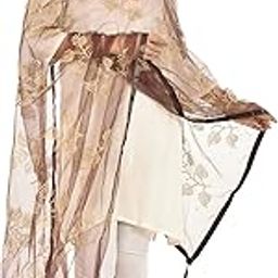 Women's Golden Bell Embroidered Net Dupatta With Latkan-19