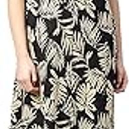 Women's Cotton Crepe Leaf Printed Knee-Length A-Line Dress for Women-picture-2