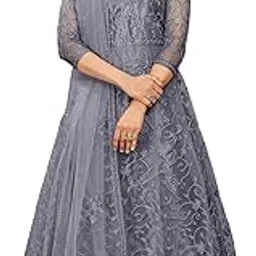 a to z cart Women's Net Embroidered Semi-Stitched Gown Jinnat-New1-picture-49