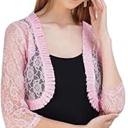 Pleated Neckline Net Shrug-image-15