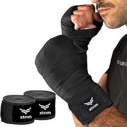 Xtrim Boxing Hand Wraps for Men & Women, Set of 2, 500 x 5 cm, Polyester Cotton Blend, Wrist Support for MMA, Boxing, Muay Thai, Kickboxing, Velcro Closure, Training Accessories (Black)-image-18