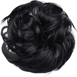 OSEN Synthetic 8 Inch Large Ponytails Messy Hair Bun Rubber Band Elastic Juda Hairpiece Ponytail Hair Extensions for Women Girls (Dark Black)-image-69