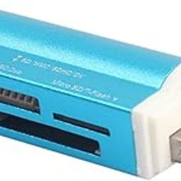 SAZ DEKOR® SD Card Reader USB 2.0 Card Hub Adapter Read 4 Cards Simultaneously CF, CFI, TF, SDXC, SDHC, SD, MMC, Micro SDXC, MicroSD, Micro SDHC, MS for Windows, Mac, Linux, Blue-image-49