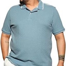 Instafab Plus Men's T-Shirt for Casual Wear | Polo Neck | Short Regular Sleeves | Half-Button Closure | Plus Size T-Shirt Crafted with Comfort Fit for Everyday Wear-picture-21