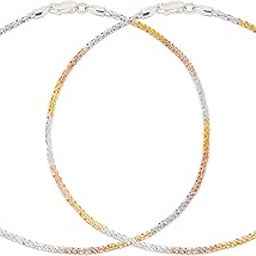 925 Sterling Silver Modest Gentle Triple Tone Anklet (Pair) | Gift for Women & Girls | With Certificate of Authenticity & 925 Stamp | Gift for Wife|Mother's Day-image-22