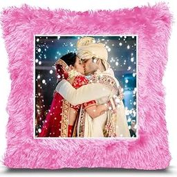 Fur Personalized Gift Photo Cushion for Boyfriend Girlfriend Husband Wife on Occasions Valentine's Day Birthday Anniversary Special Love Gift Square 15x17 inch, Pink (PC20)-image-72