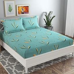 BSB HOME Premium Double Bedsheet with 2 Pillow Covers - 160 TC Supersoft Glace Cotton - Breathable & Wrinkle Free - 3 Pcs Set | Sky Blue or Aqua-image-67