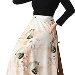Polyblend Blooming Flared Long Stitched Floor Length Skirt for Women/Girls for Home/Outing| Printed Flare Skirt|Soft&Breathable Fabric| Elastic Band| 28"-36"|M-XXXL-image-39