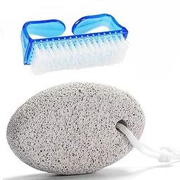 Mepoint Beauty Pumice Stone 1 Pcs, Natural Lave Pumice Stone for Feet/Hand, Small Callus Remover/Foot Scrubber Stone for Men/Women With Nail and foot brush-1