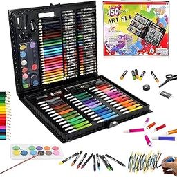 VNK Art 150 Pieces Art Set for Kids with Case, Art and Craft Supplies Kit for Drawing and Painting, Color Set with Markers, Water Colors, Brush, Color Pencils, Crayons (Pack of 1, Multicolor)7-picture-5