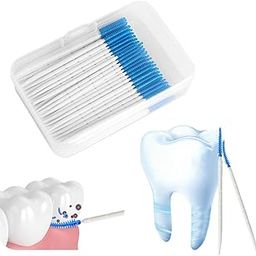 Sichumaria 200 PCs Dual-Use Soft Silicone Interdental Brushes,Toothpick Brushes Soft Dental Floss Toothpick Teeth Cleaning Tool Portable Massage Oral Care Of Adults & Children|Manual|Blue-26