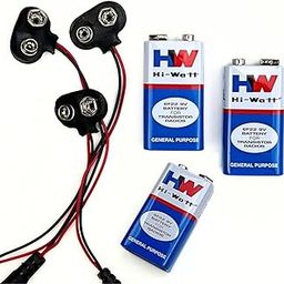 Yellow Tommy HW Hi‑Watt 9 V Battery Kit | 3 × High‑Capacity 9 V Batteries + 3 × Battery Clips with DC Barrel Jack Adapter | Reliable Power for Electronics & DIY-image-8
