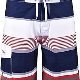Men's Quick Dry Swim Trunks Colorful Stripe Beach Shorts with Mesh Lining-40