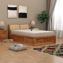 Bedcult Wooden Storage Bed with Hydraulic Lift, Single Large Size (80x50x33 inch), Sheesham Wood, Bedroom Living Room Bed for Home Hotels -(Natural Finish) 1 Year Warranty (Natural)-image-62