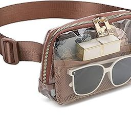 Clear Fanny Pack Belt Bag Stadium Approved for Women Men with Adjustable Strap Water-resistant Waist bag Clear Purse for Travel Workout Running Hiking, Brown, Medium-image-64