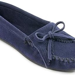 Minnetonka Women's Kilty Moc, Hardsole Navy Suede, 8 M-image-69